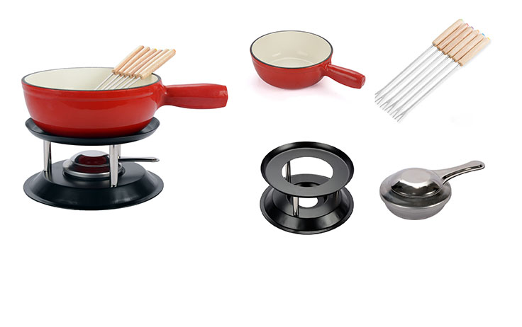 Set pentola per fonduta smaltata