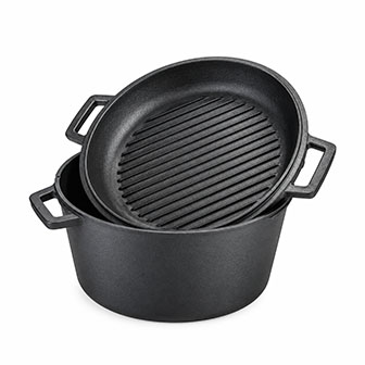 Doppio forno olandese in ghisa con coperchio per padella