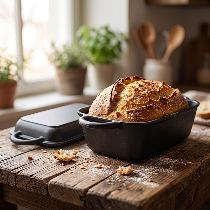 Teglia per pane in ghisa all'ingrosso: teglia per lievito naturale 2 in 1 con coperchio