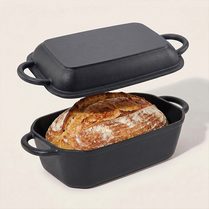 Teglia per pane in ghisa all'ingrosso: teglia per lievito naturale 2 in 1 con coperchio