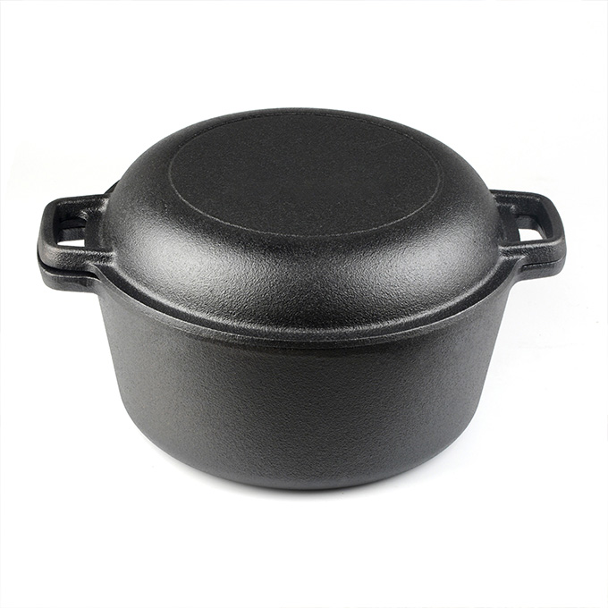 Pentole pre-stagionate 2 in 1 con doppio forno olandese in ghisa personalizzate