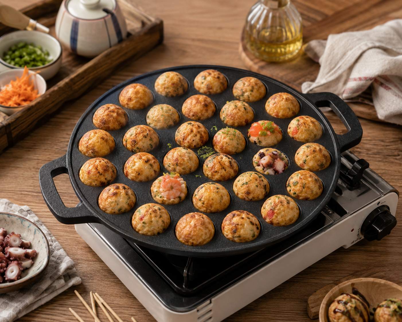 Padella Takoyaki in ghisa a 30 fori