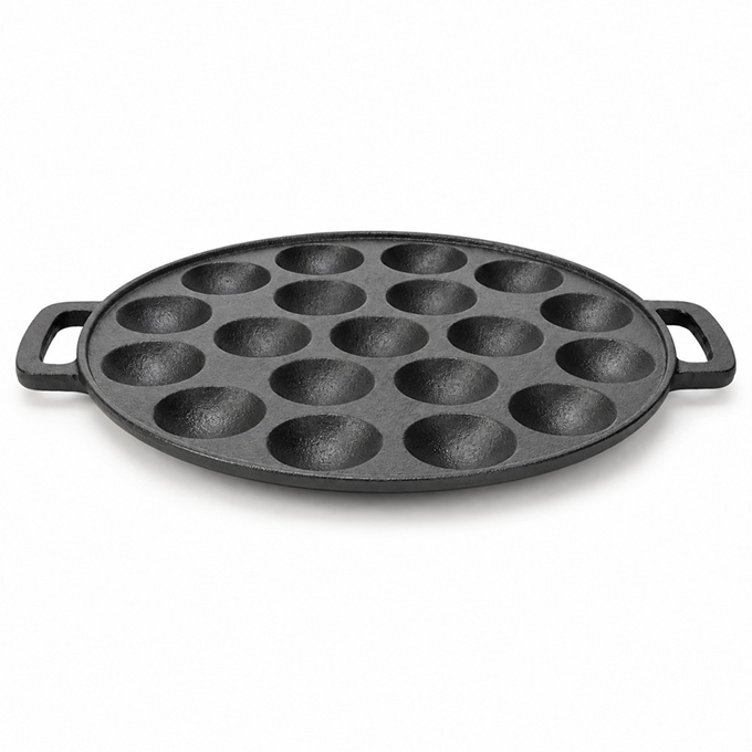 Padella Aebleskiver in ghisa prestagionata con doppio manico