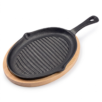 Tortilla francese ovale in ghisa pre-stagionata da 25 cm in stile messicano