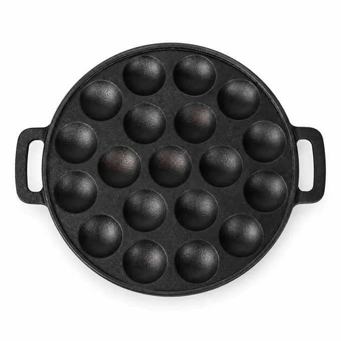 Padella Aebleskiver in ghisa prestagionata con doppio manico