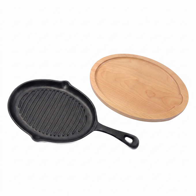 Tortilla francese ovale in ghisa pre-stagionata da 25 cm in stile messicano