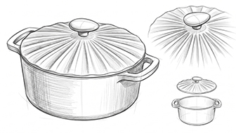 Schizzo di forno olandese smaltato