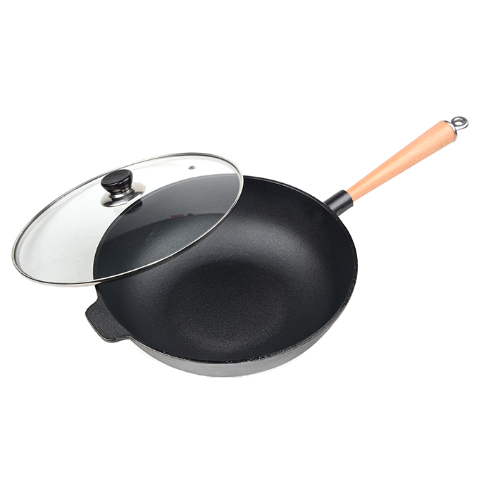 Wok in ghisa pre-stagionata da 31 cm con manico singolo