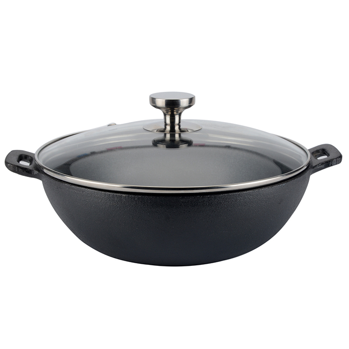Wok in ghisa da 31 cm con coperchio