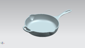 Disegno 3D con padella in ghisa