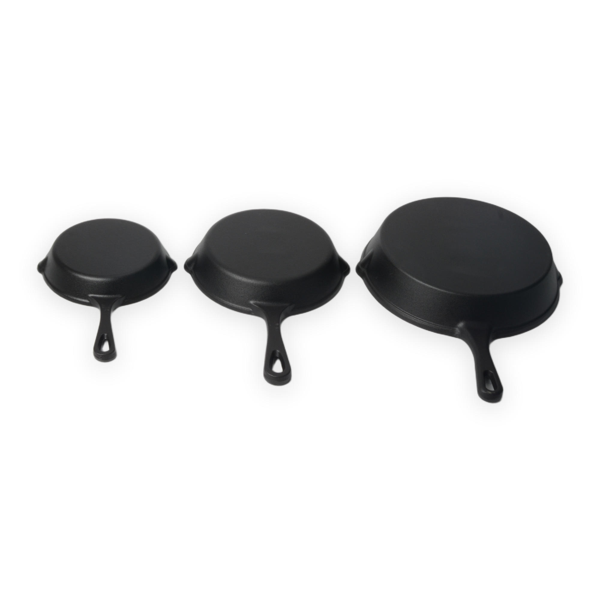 Set di padelle in ghisa smaltata da 3 pezzi in nero opaco