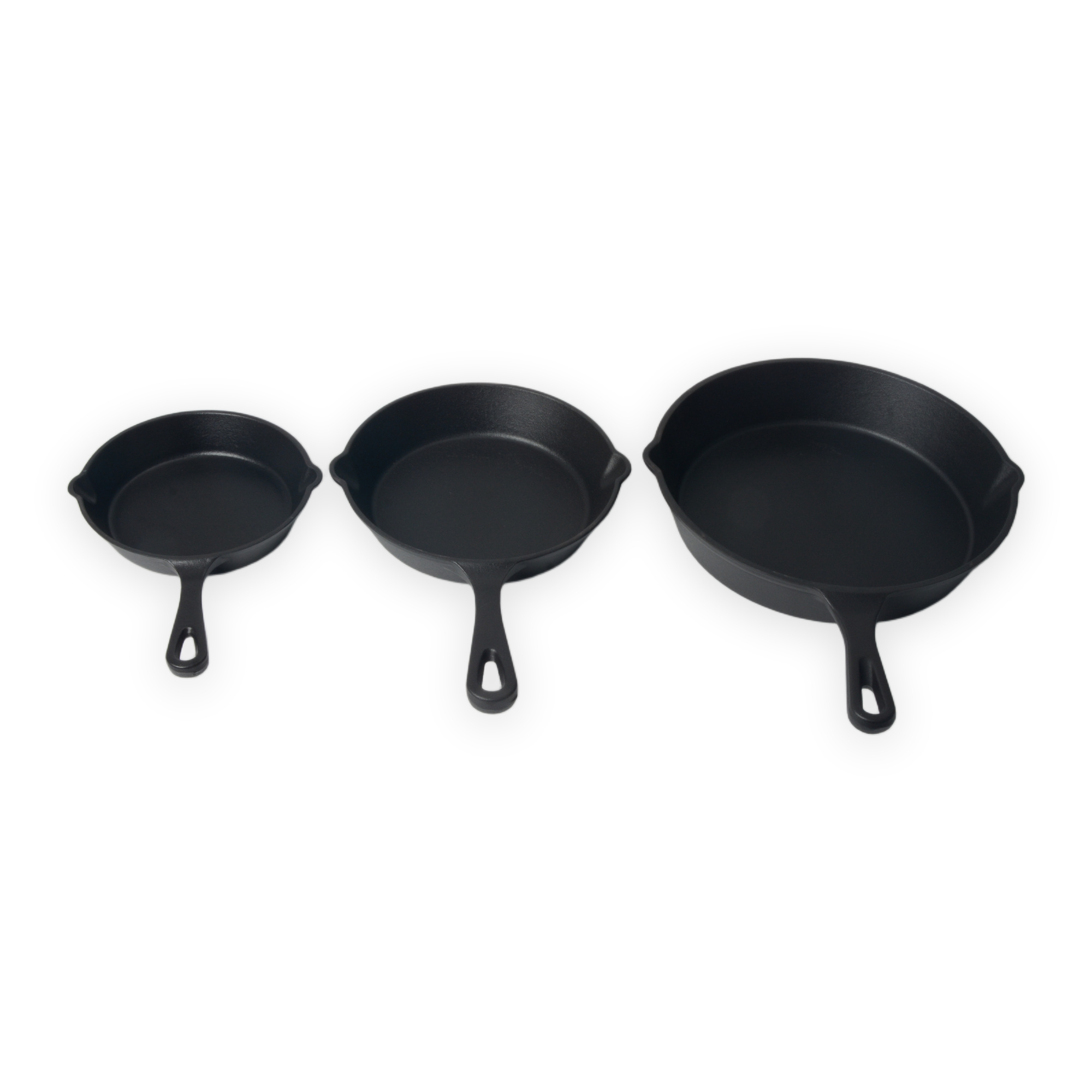Set di padelle in ghisa smaltata da 3 pezzi in nero opaco