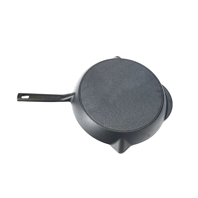 Padella rotonda in ghisa da 30 cm con beccuccio doppio