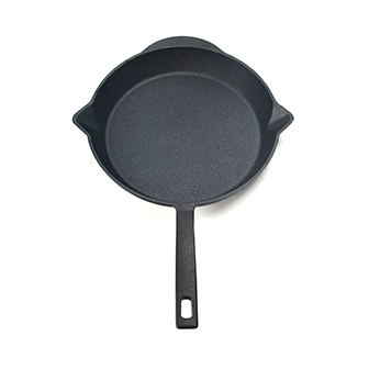 Padella rotonda in ghisa da 30 cm con beccuccio doppio