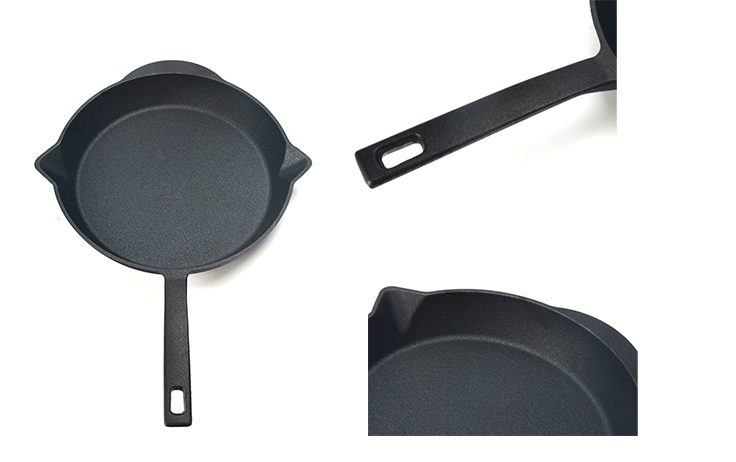 Padella rotonda in ghisa da 30 cm con beccuccio doppio