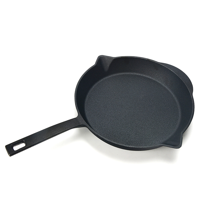 Padella rotonda in ghisa da 30 cm con beccuccio doppio