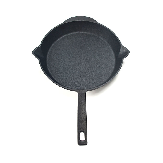 Padella rotonda in ghisa da 30 cm con beccuccio doppio