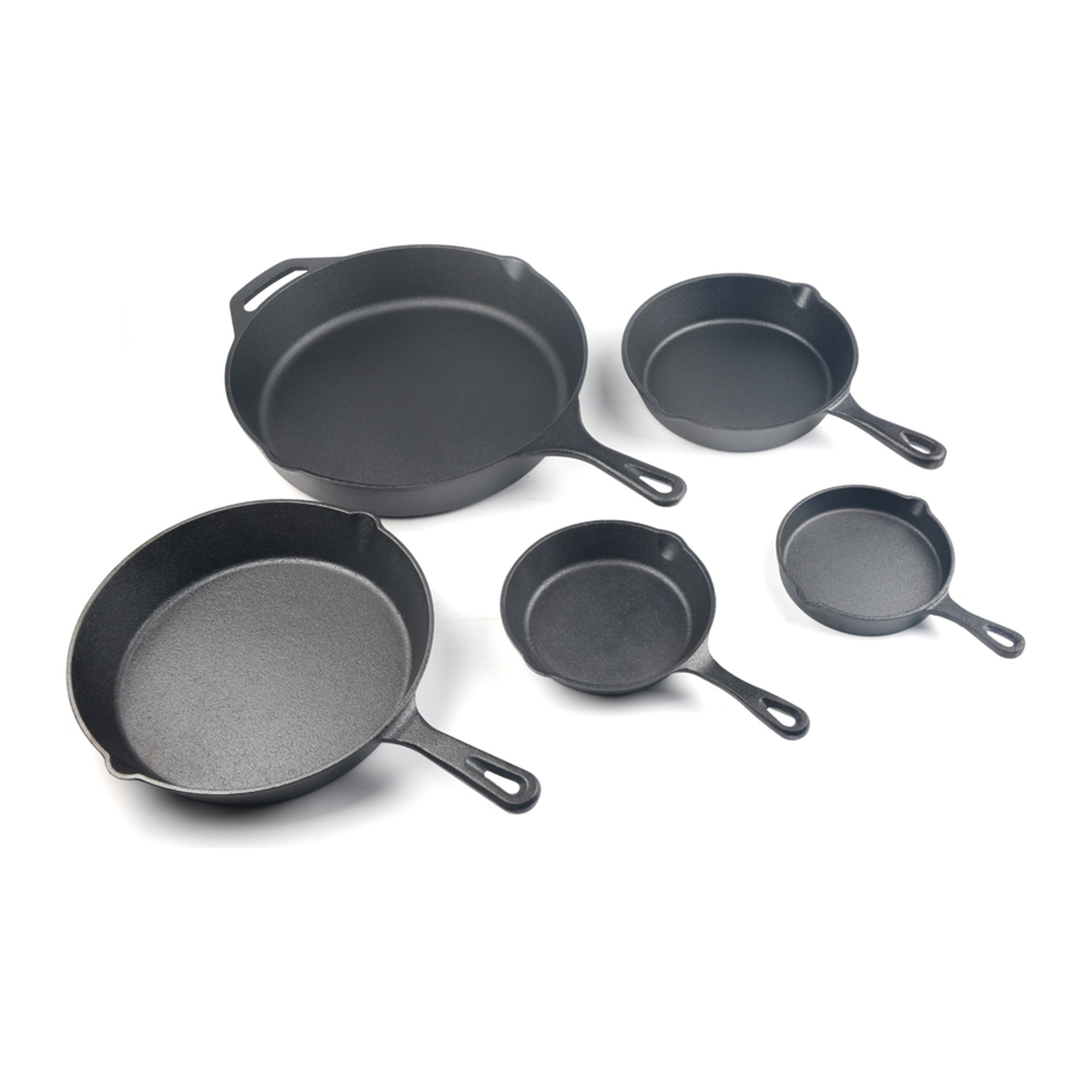 Set di padelle in ghisa pre-stagionate da 4 pezzi con beccucci doppi