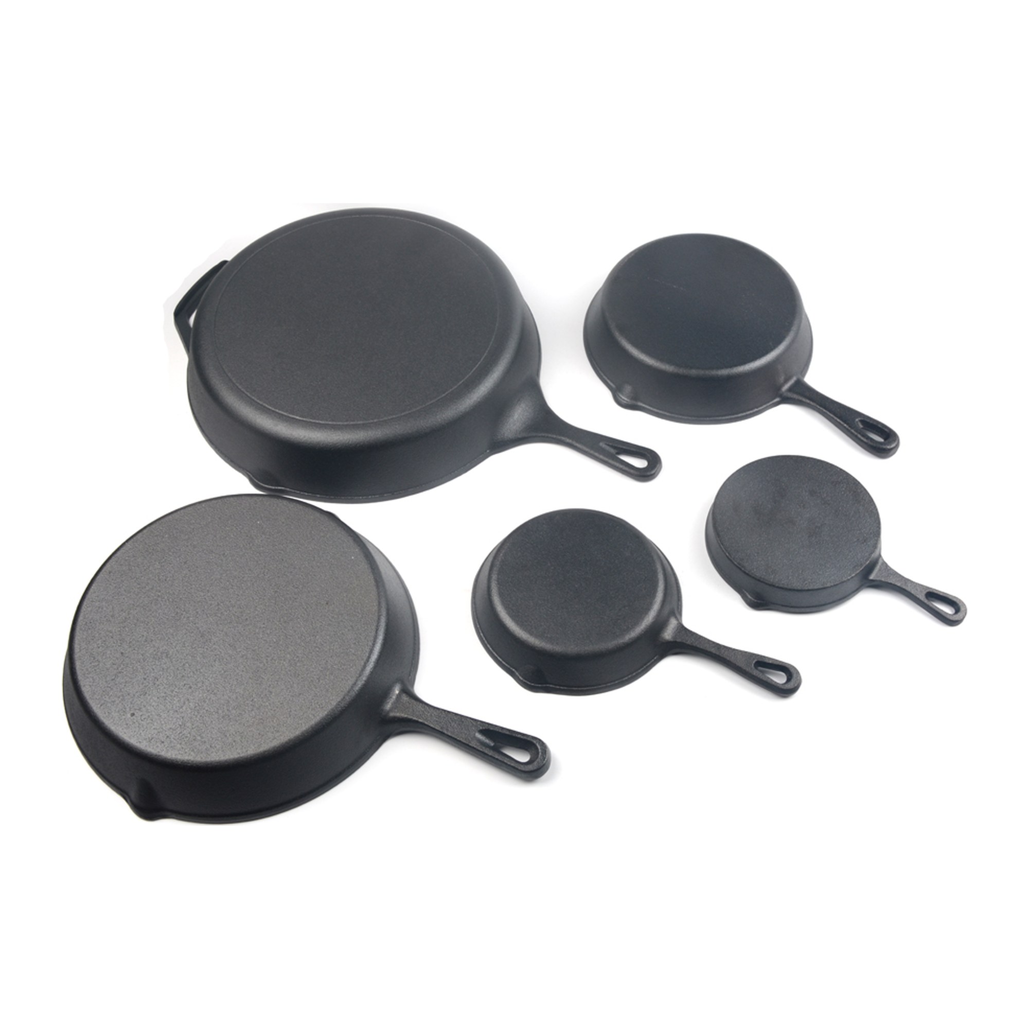 Set di padelle in ghisa pre-stagionate da 4 pezzi con beccucci doppi